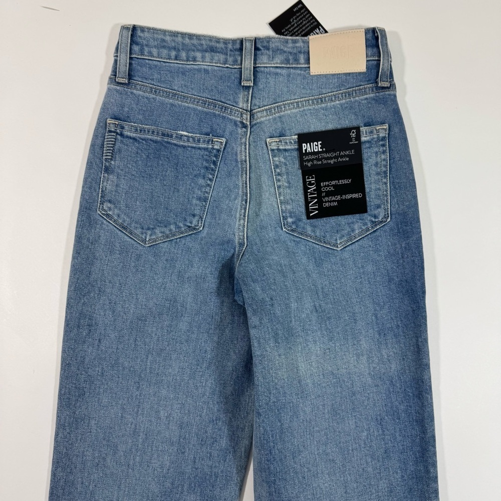 New Paige Sarah High Waist Ankle Straight Leg Jeans Magnifique - Picture 4 of 11